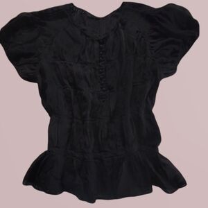 MAURICE'S WOMEN'S BLACK LOLITA/PARCIE STYLE CRINKLED CHIFFON BLOUSE SZ. MED